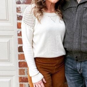 American Eagle Outfitters Cream Knit Sweater